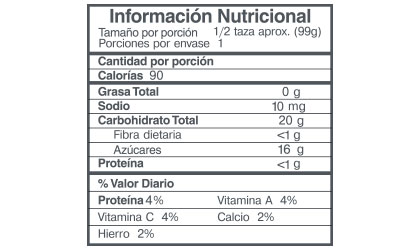 Información nutricional de la Compota Orgánica Baby Evolution de Manzana Pera
